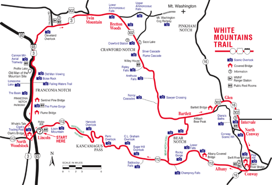 White Mountains Hiking Trail Map